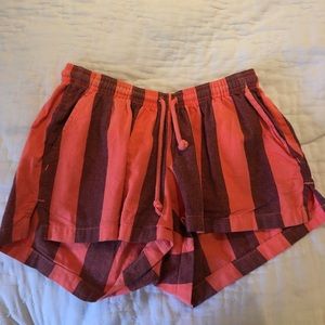 Orange stripped flowy shorts